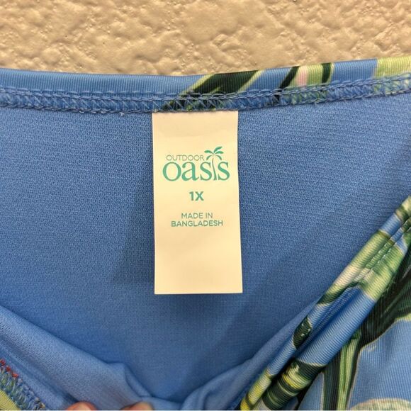 Outdoor Oasis Women's One Piece Swimsuit Size 1X Blue Tropical Toucan - Picture 7 of 14